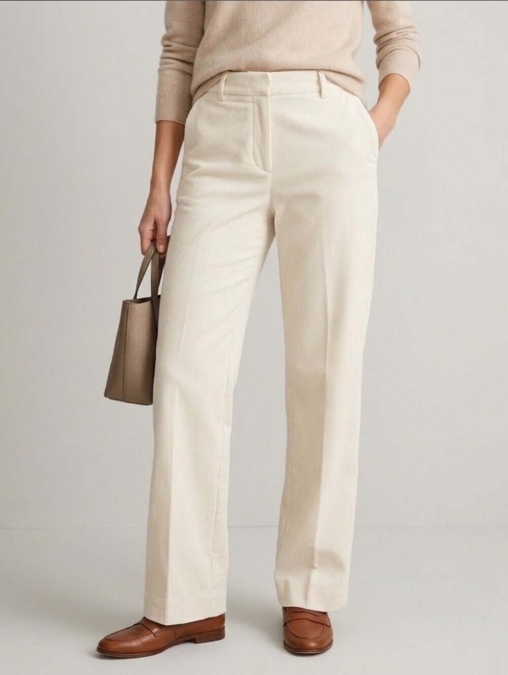 J. Crew Factory Womens Wide Leg Corduroy Pant Ecru Size 2 NWT
